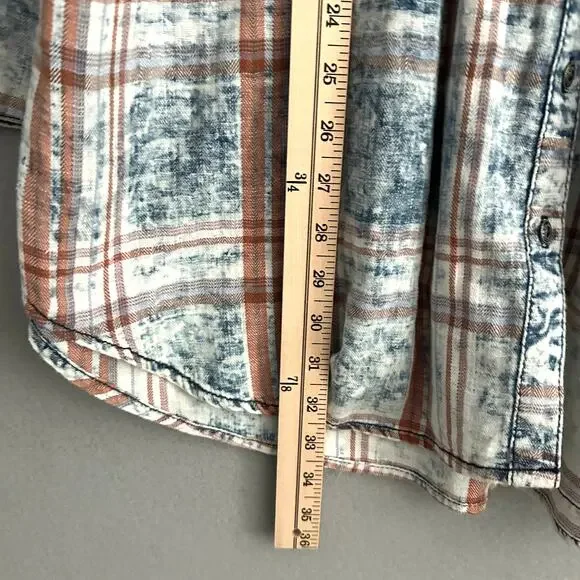 Soft Surroundings 100% Cotton Plaid Long Tunic Top with Pockets Blue & Orange XL - Picture 11 of 13